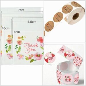 Self Adhesive Bags Thank you and Stickers “Thank you Berry much” and “Homemade”